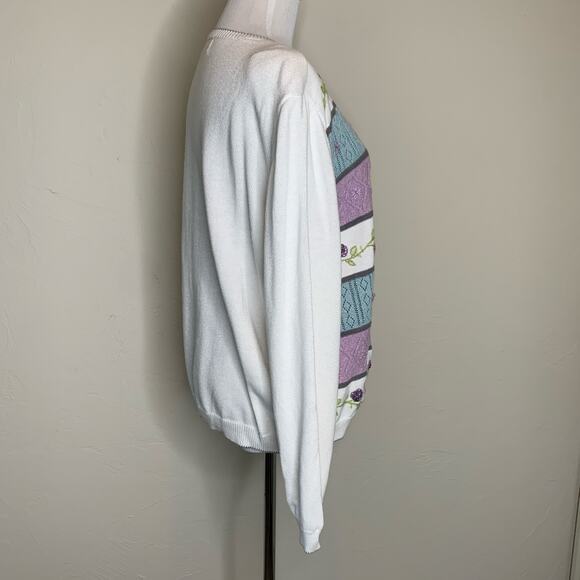 Cottagecore Floral Pastel Cardigan Sz Large Purple Blue - Picture 4 of 9